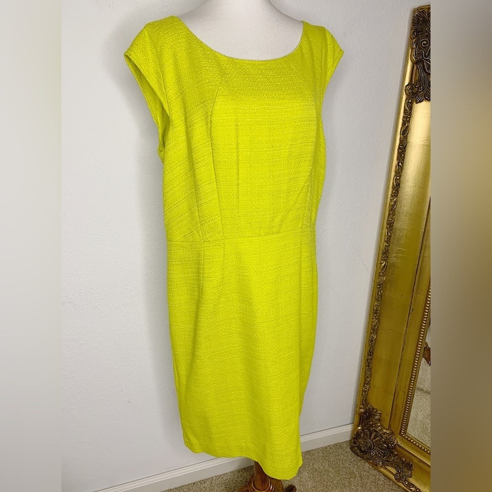 NWT Ann Taylor Factory Chartreuse Sleeveless Sheath Dress Size 14 $119.99